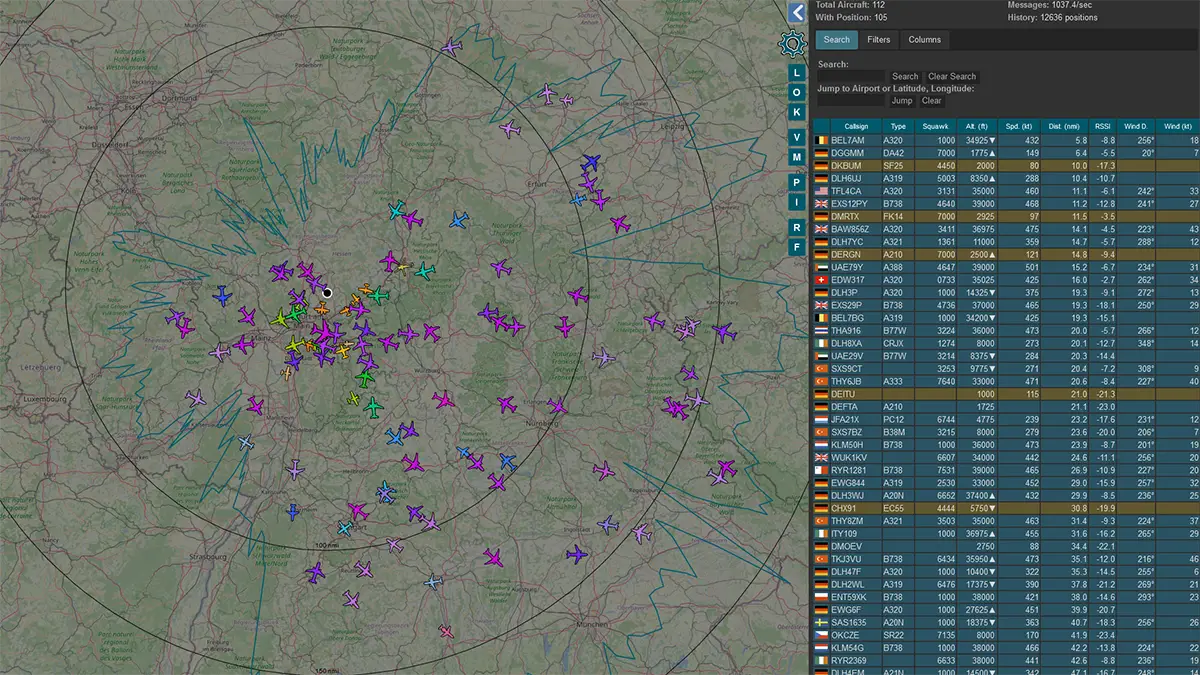 Tar1090 Screenshot of the Groundplane