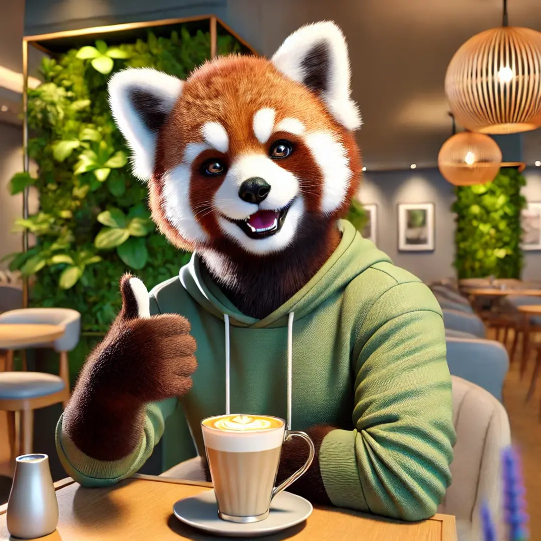Roter Panda im Café